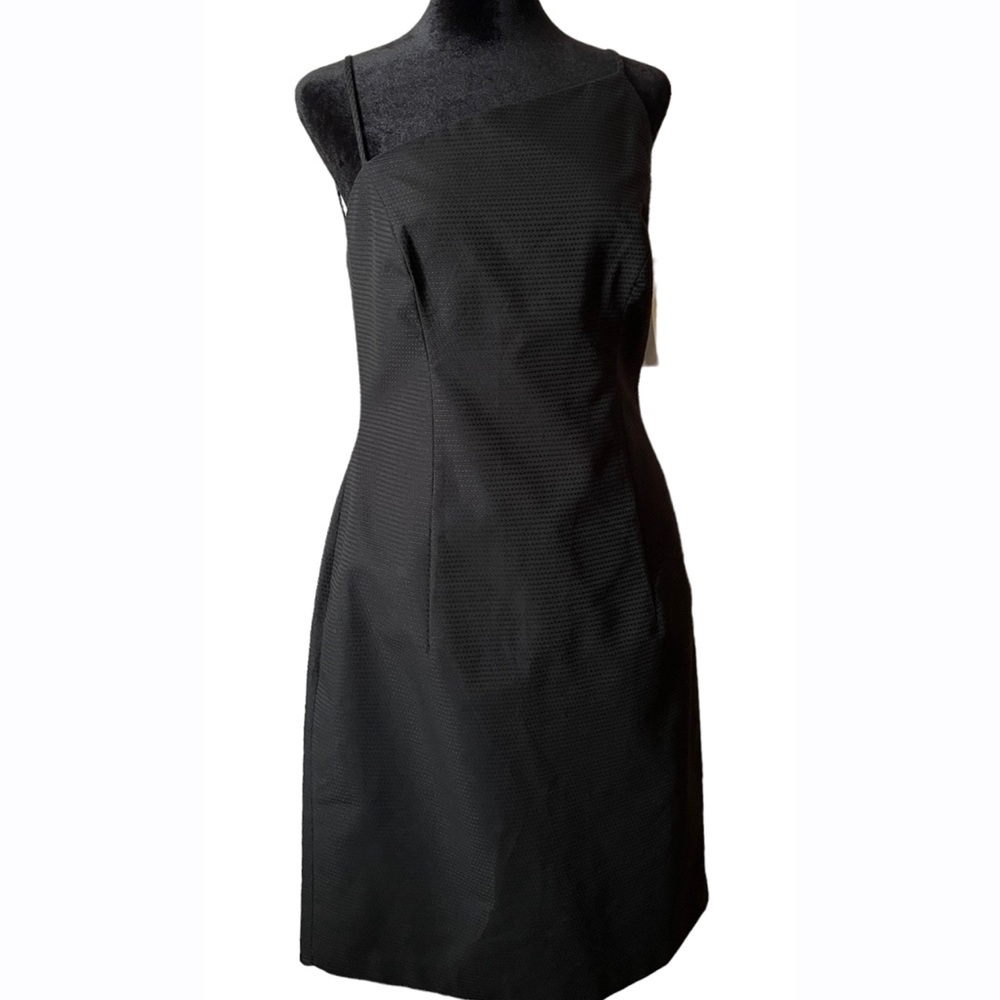 David Meister Black Asymmetrical Backless Sleeveless Cocktail Party Formal Dress - Picture 2 of 8